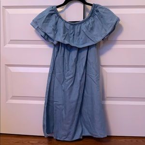 denim style off the shoulder dress